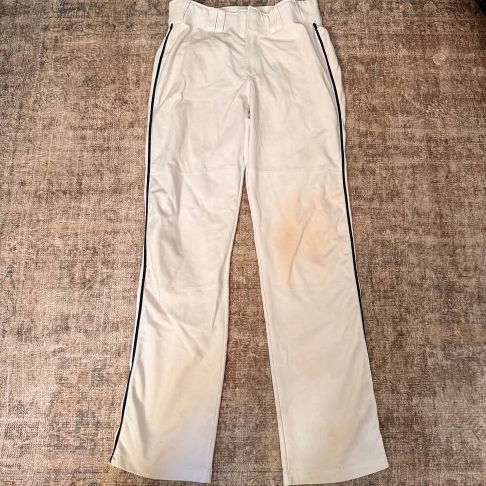 32 Men Russell Athletic White Baseball Pants with Navy Stripe